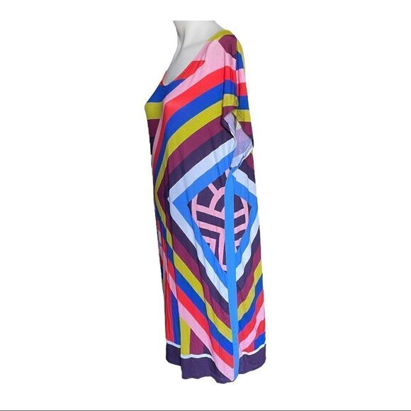 Louis Feraud Shift Dress Multicolor Abstract Flutter Short Sleeve Sheath Women 6 - Picture 3 of 8